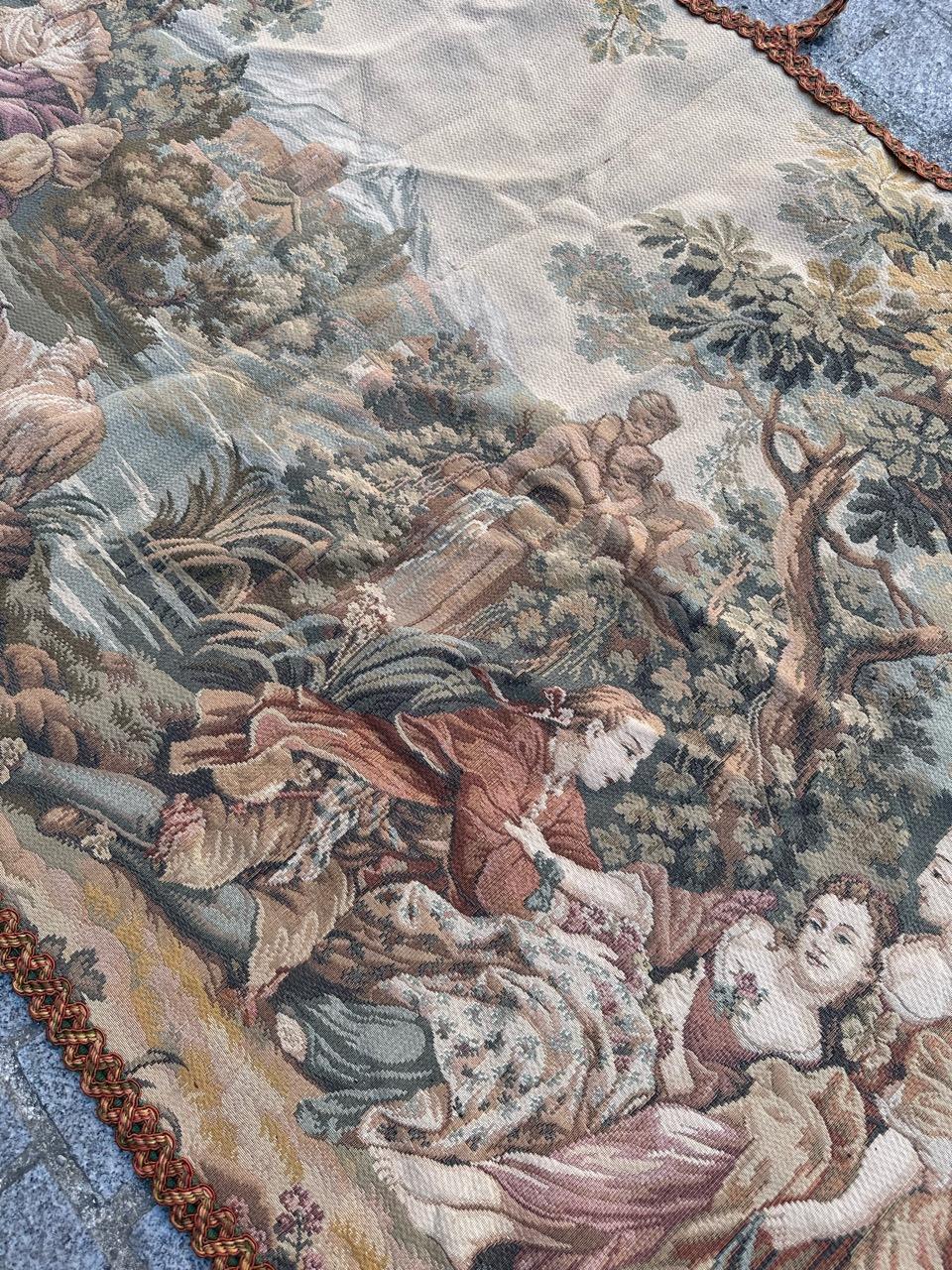 Bobyrug’s Nice vintage French Aubusson style Jaquar tapestry  For Sale 6