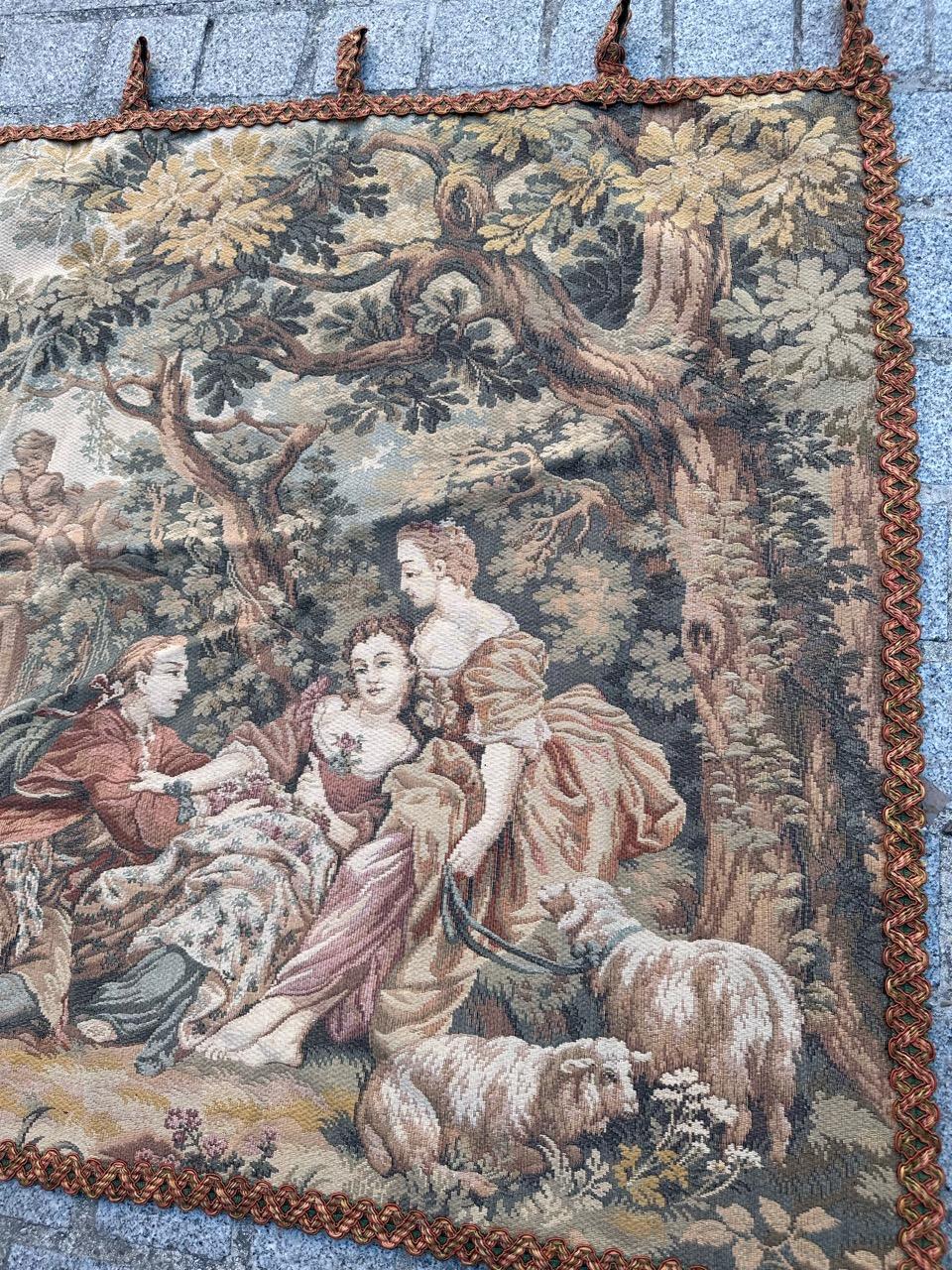 Bobyrug’s Nice vintage French Aubusson style Jaquar tapestry  For Sale 7
