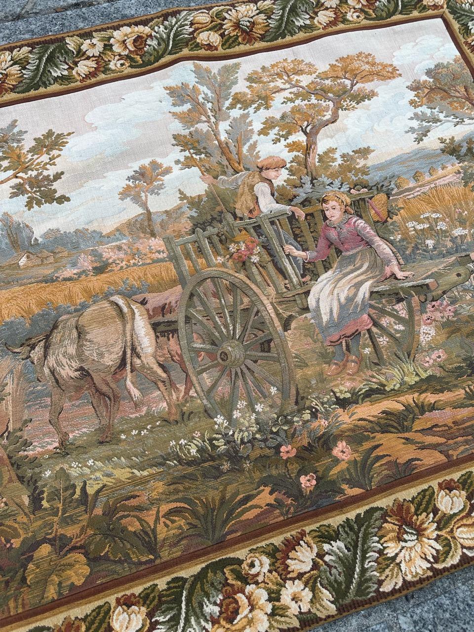 Bobyrug’s Nice Vintage French Aubusson Style Jaquar Tapestry For Sale 8
