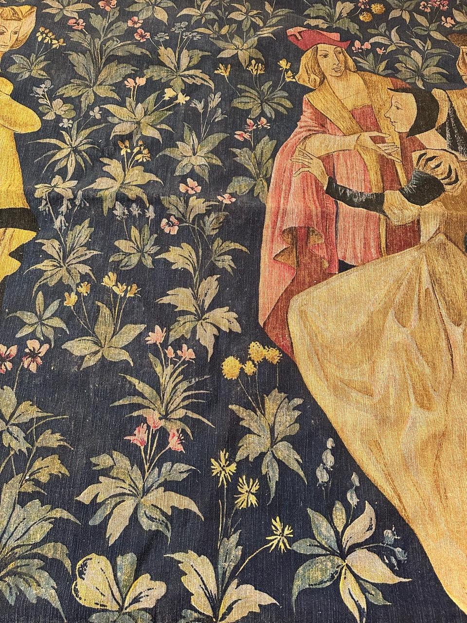 Bobyrug's Nice Vintage Französisch Aubusson Stil Jaquar Wandteppich (20. Jahrhundert) im Angebot