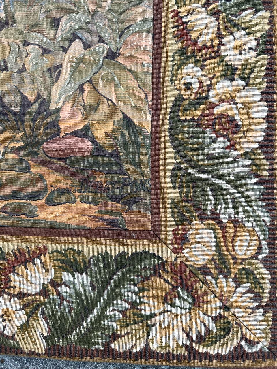 20th Century Bobyrug’s Nice Vintage French Aubusson Style Jaquar Tapestry For Sale