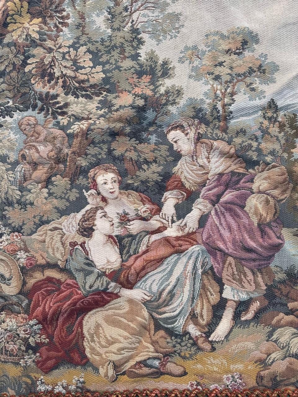 20th Century Bobyrug’s Nice vintage French Aubusson style Jaquar tapestry  For Sale