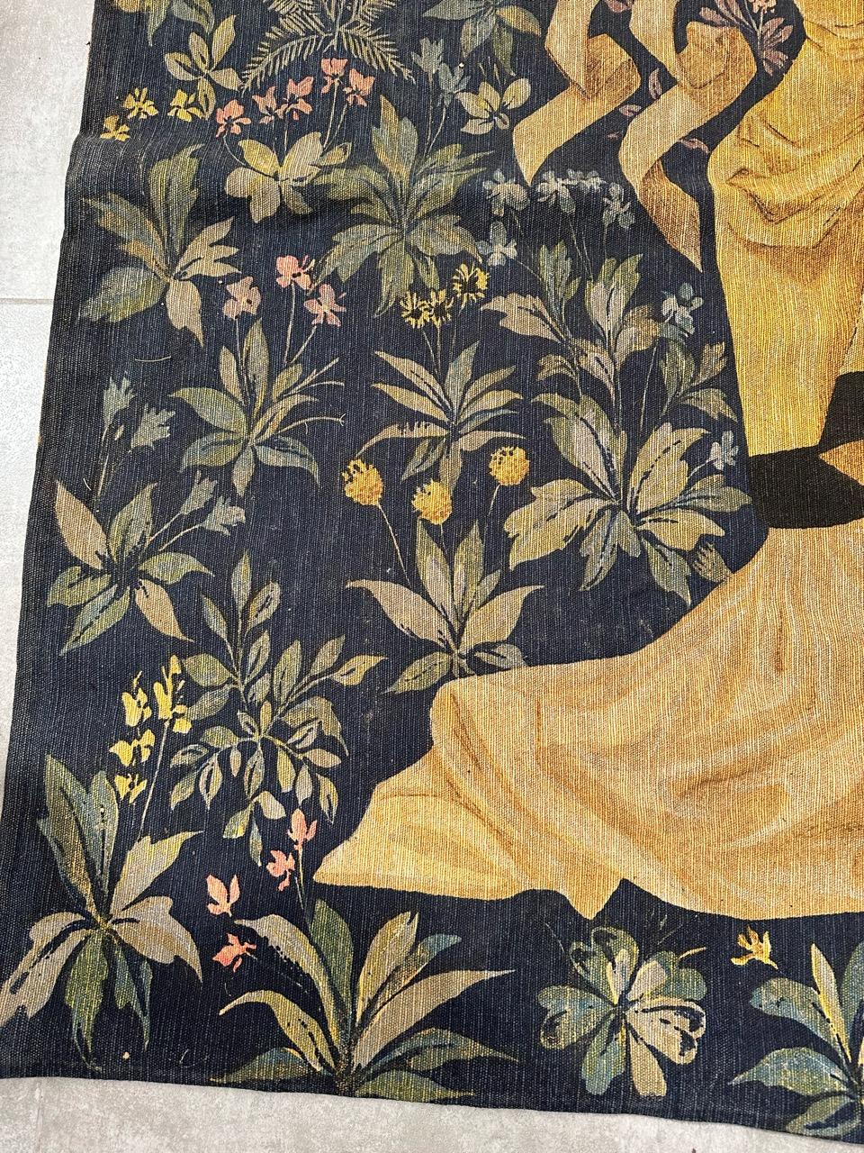 Bobyrug's Nice Vintage Französisch Aubusson Stil Jaquar Wandteppich (Baumwolle) im Angebot
