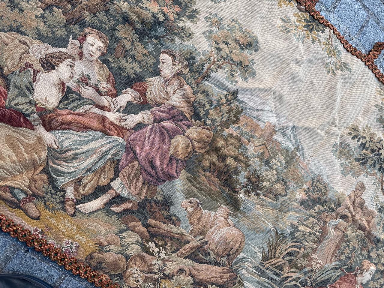 Bobyrug’s Nice vintage French Aubusson style Jaquar tapestry  For Sale 1