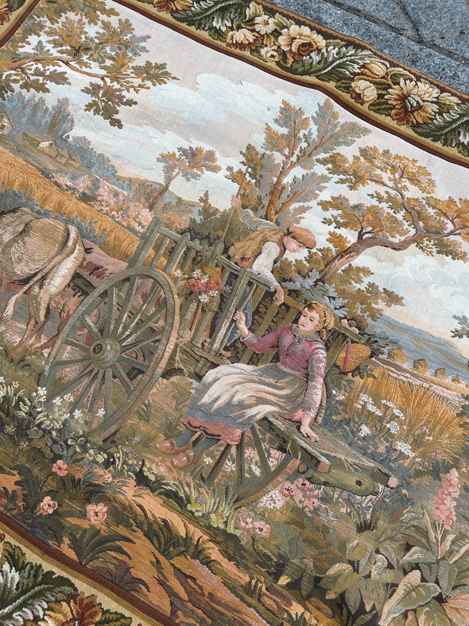 Bobyrug’s Nice Vintage French Aubusson Style Jaquar Tapestry For Sale 3