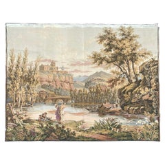 Bobyrug's Nice Vintage Französisch Aubusson Stil Jaquar Wandteppich