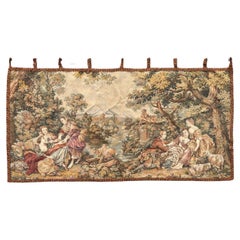 Bobyrug's Nice vintage French Aubusson style Jaquar tapestry 