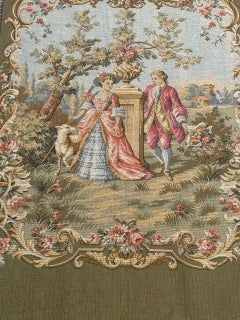 Nice vintage French Aubusson Style Panel Jacquard Tapestry