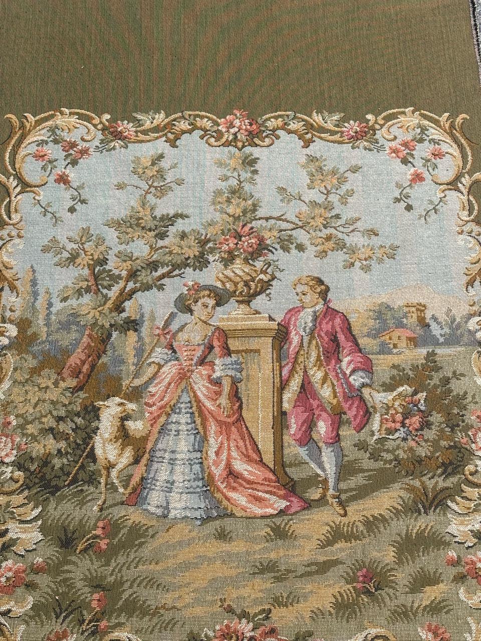 Schöner französischer Jacquard-Wandteppich im Aubusson-Stil mit Paneel im Aubusson-Stil (Französisch) im Angebot