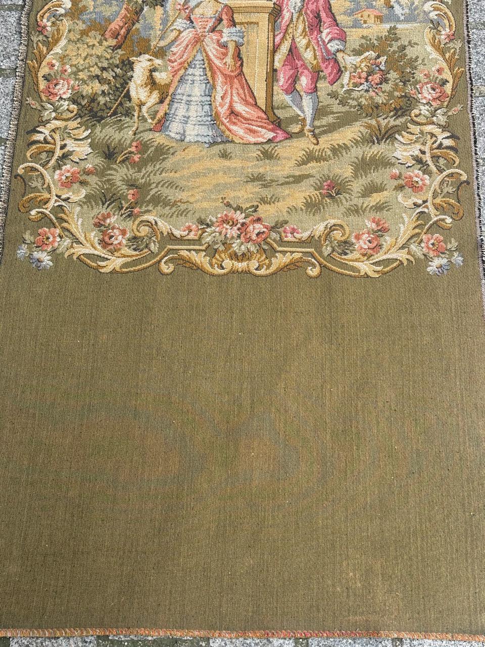Schöner französischer Jacquard-Wandteppich im Aubusson-Stil mit Paneel im Aubusson-Stil (Maschinell gefertigt) im Angebot