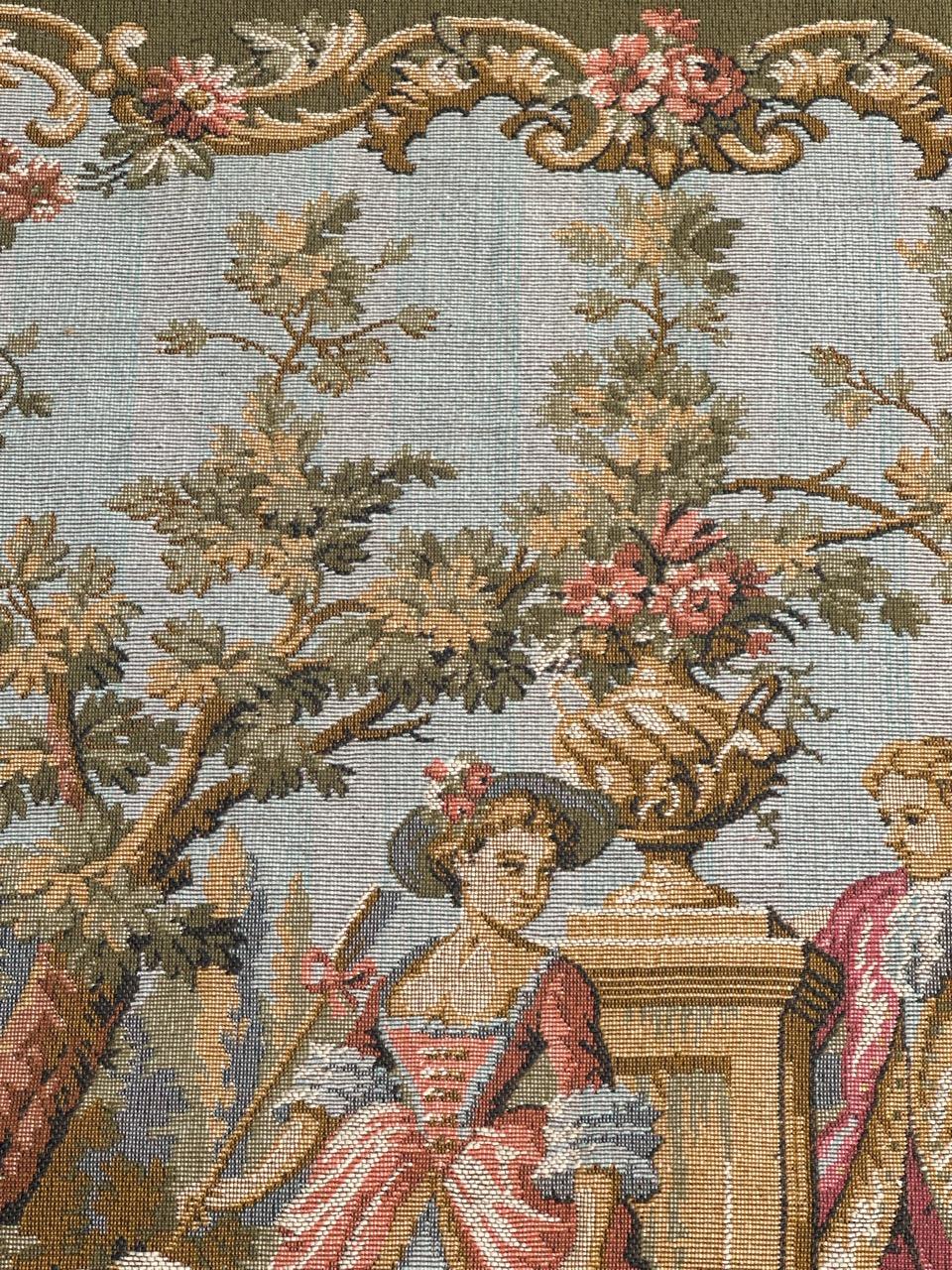 Schöner französischer Jacquard-Wandteppich im Aubusson-Stil mit Paneel im Aubusson-Stil im Zustand „Hervorragend“ im Angebot in Saint Ouen, FR