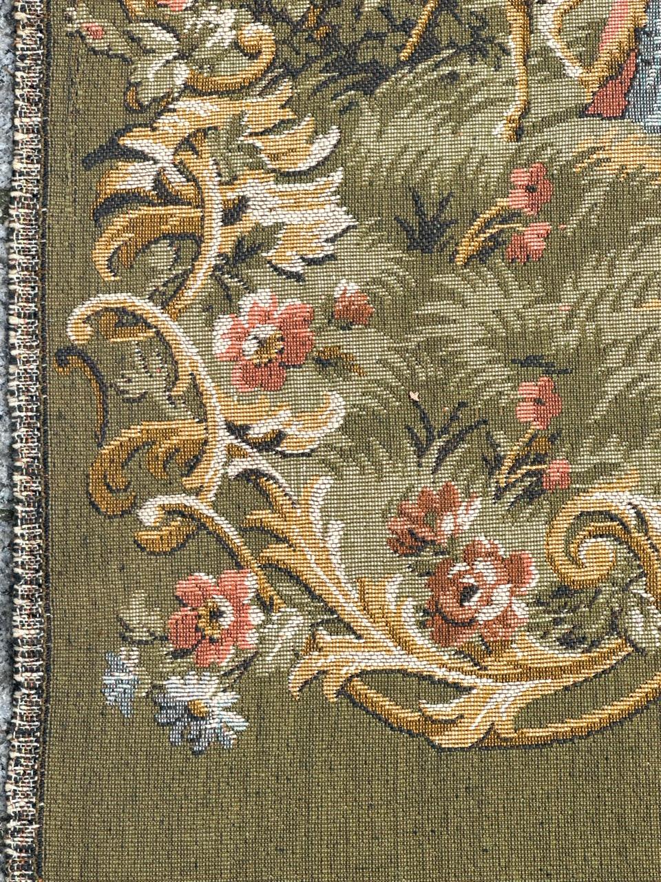 Schöner französischer Jacquard-Wandteppich im Aubusson-Stil mit Paneel im Aubusson-Stil (Wolle) im Angebot