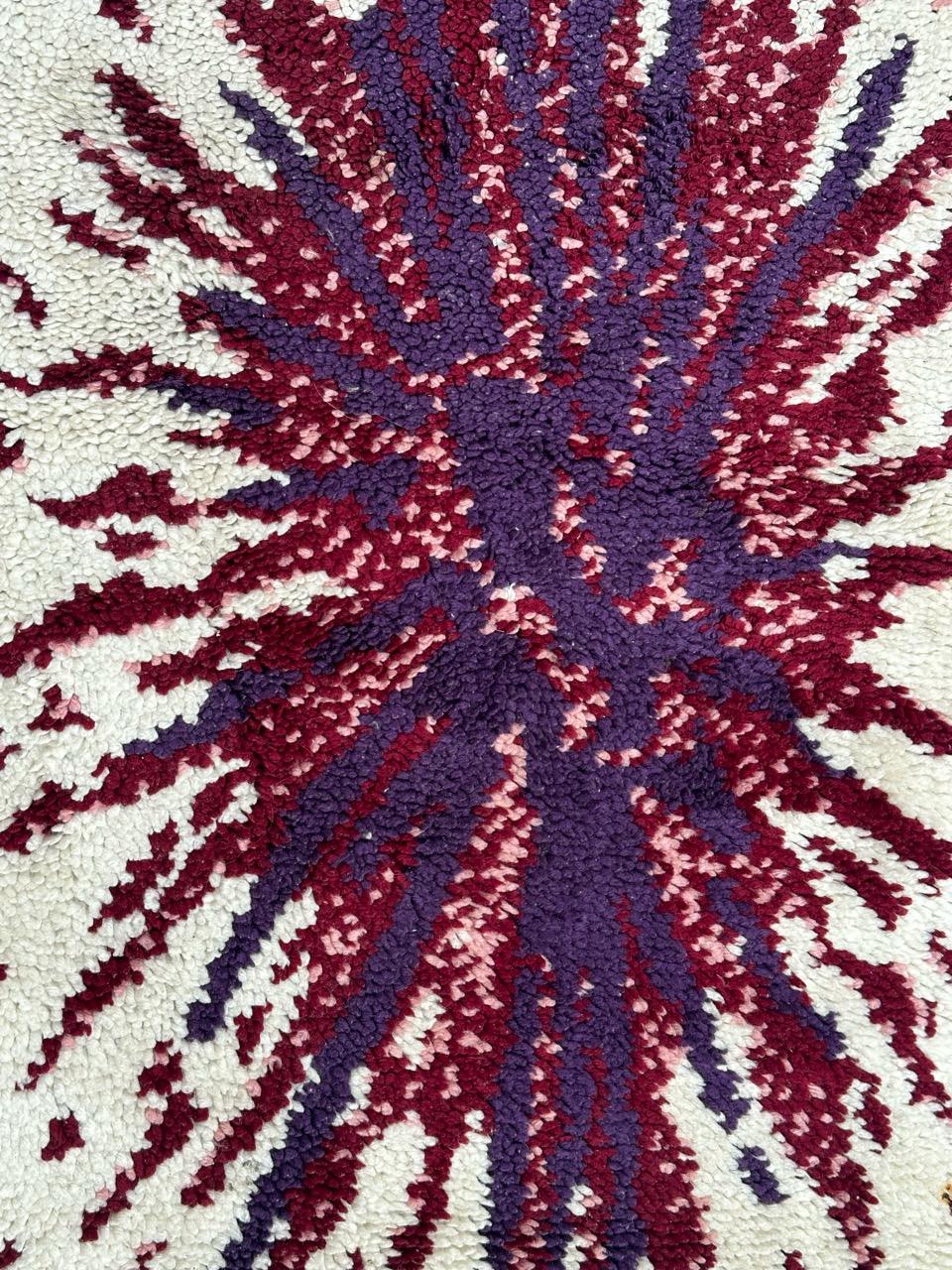 Hand-Knotted Nice vintage French Cogolin rug modern design  For Sale