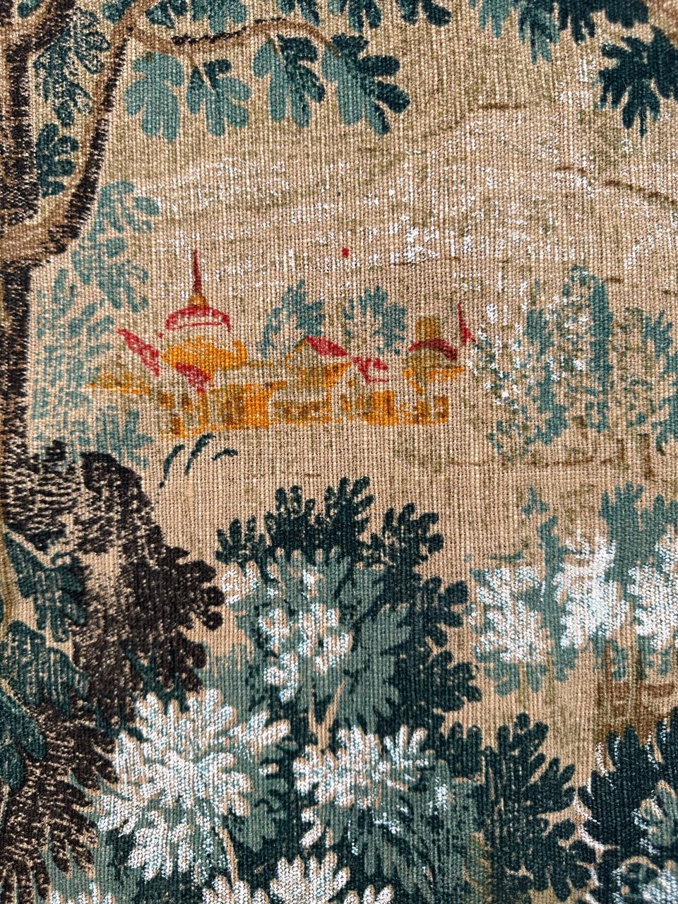 Bobyrug's Nice Vintage French Hand Printed Tapestry (Tapisserie française imprimée à la main) en vente 2