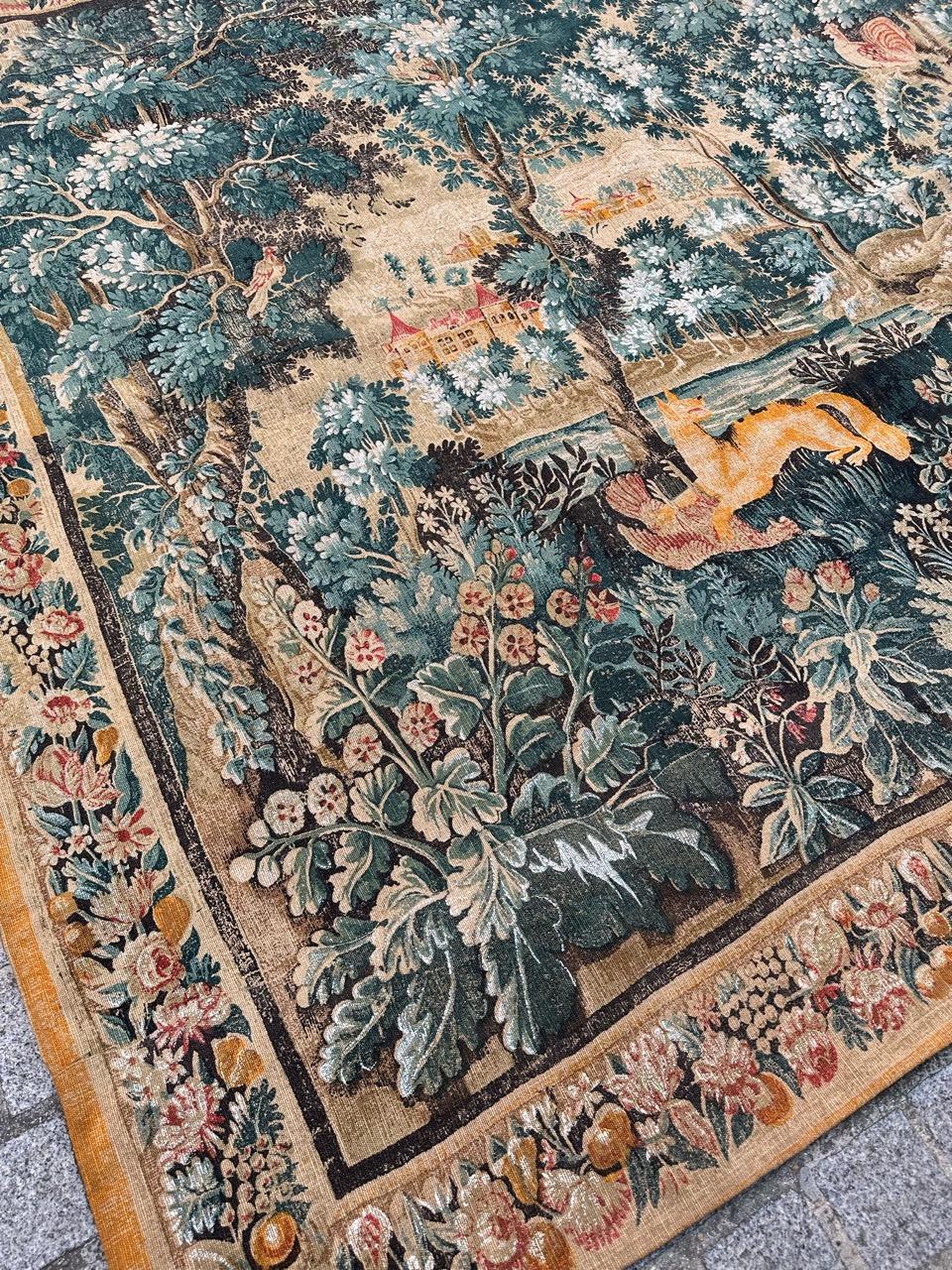 Bobyrug's Nice Vintage French Hand Printed Tapestry (Tapisserie française imprimée à la main) en vente 5
