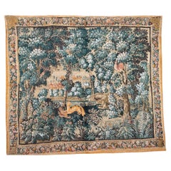 Bobyrug’s Nice Antique French Hand Printed Tapestry