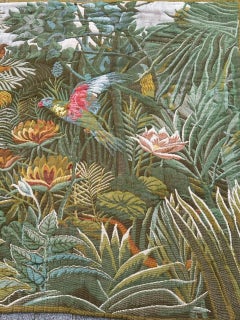 Nice vintage french Jacquard tapestry “tropical forest” (Henri Rousseau)