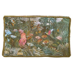 Nice vintage french Jacquard tapestry “tropical forest” (Henri Rousseau)