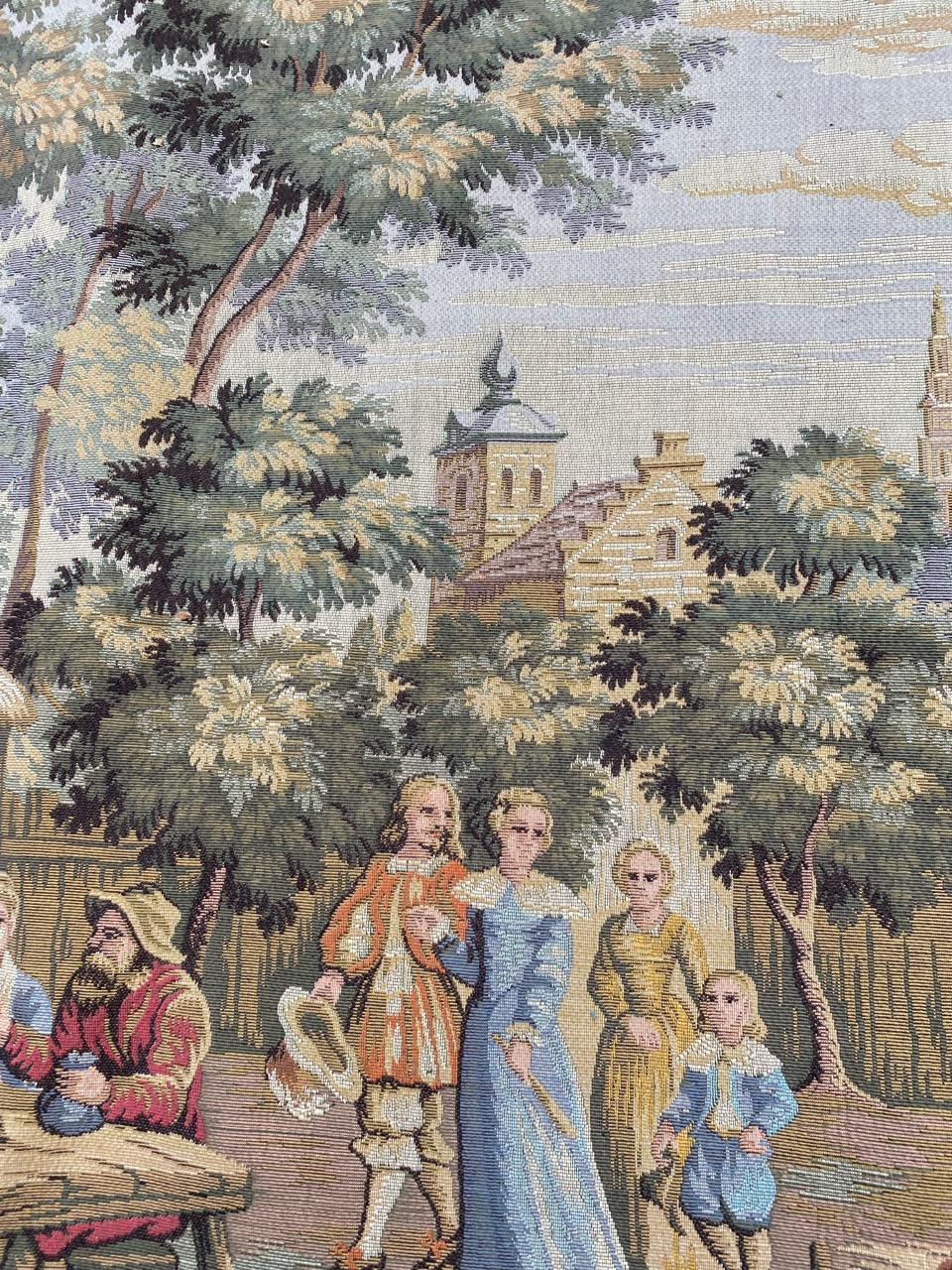 Bobyrug’s Nice French Aubusson Style Jacquard Tapestry « Villagers celebration » For Sale 5