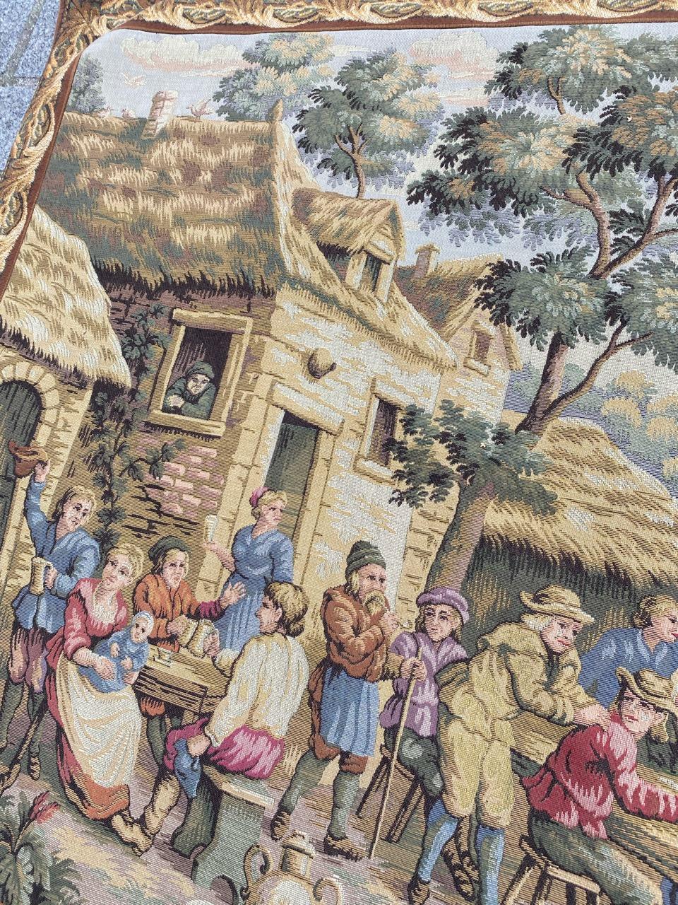 Bobyrug’s Nice French Aubusson Style Jacquard Tapestry « Villagers celebration » For Sale 6