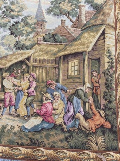 Nice French Aubusson Style Jacquard Tapestry « Villagers celebration »