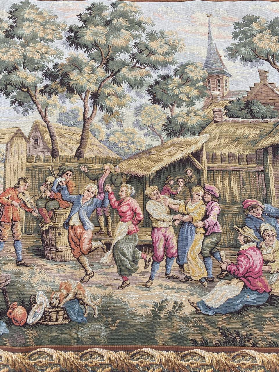 Machine-Made Bobyrug’s Nice French Aubusson Style Jacquard Tapestry « Villagers celebration » For Sale