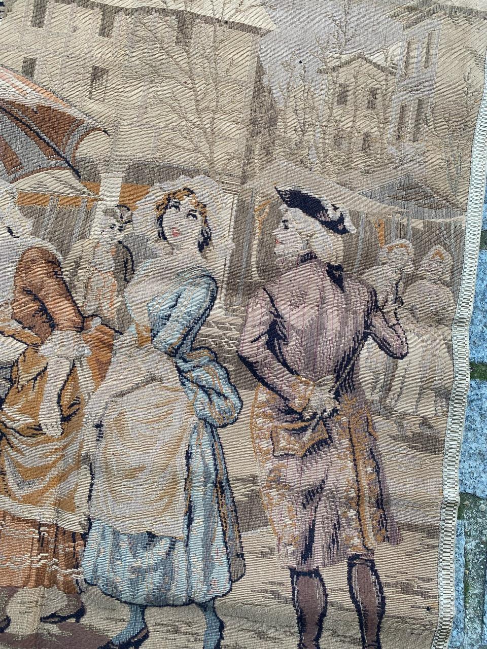 Machine-Made Bobyrug’s Nice Vintage French Jaquar Tapestry For Sale