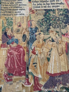 Belle tapisserie vintage sérigraphiée à la main " Suzanne et les vieux "