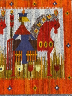 Bobyrug's Nice Vintage Hand Woven Polish Tapestry (Tapisserie polonaise tissée à la main)