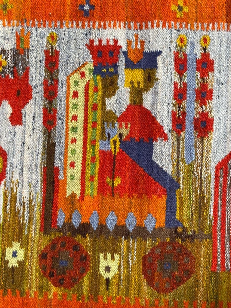 Scandinavian Modern Nice Vintage Hand Woven Polish Tapestry For Sale