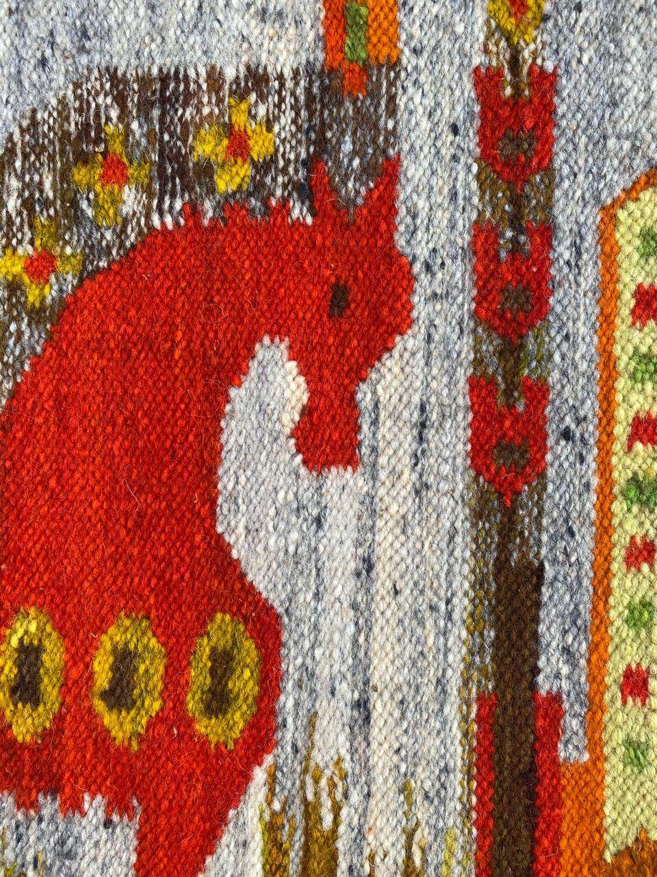 Hand-Woven Bobyrug’s Nice Vintage Hand Woven Polish Tapestry For Sale