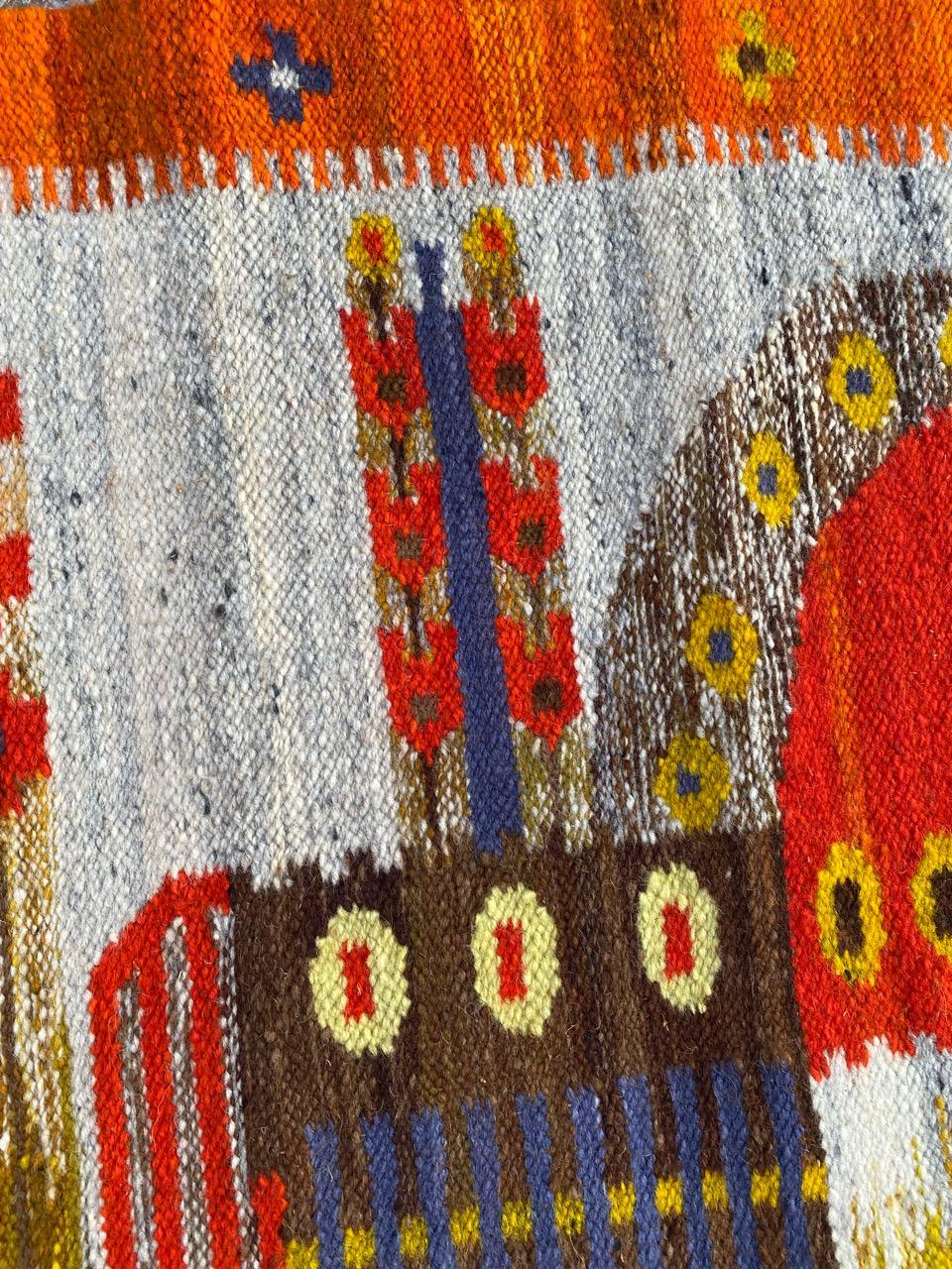 Wool Bobyrug’s Nice Vintage Hand Woven Polish Tapestry For Sale