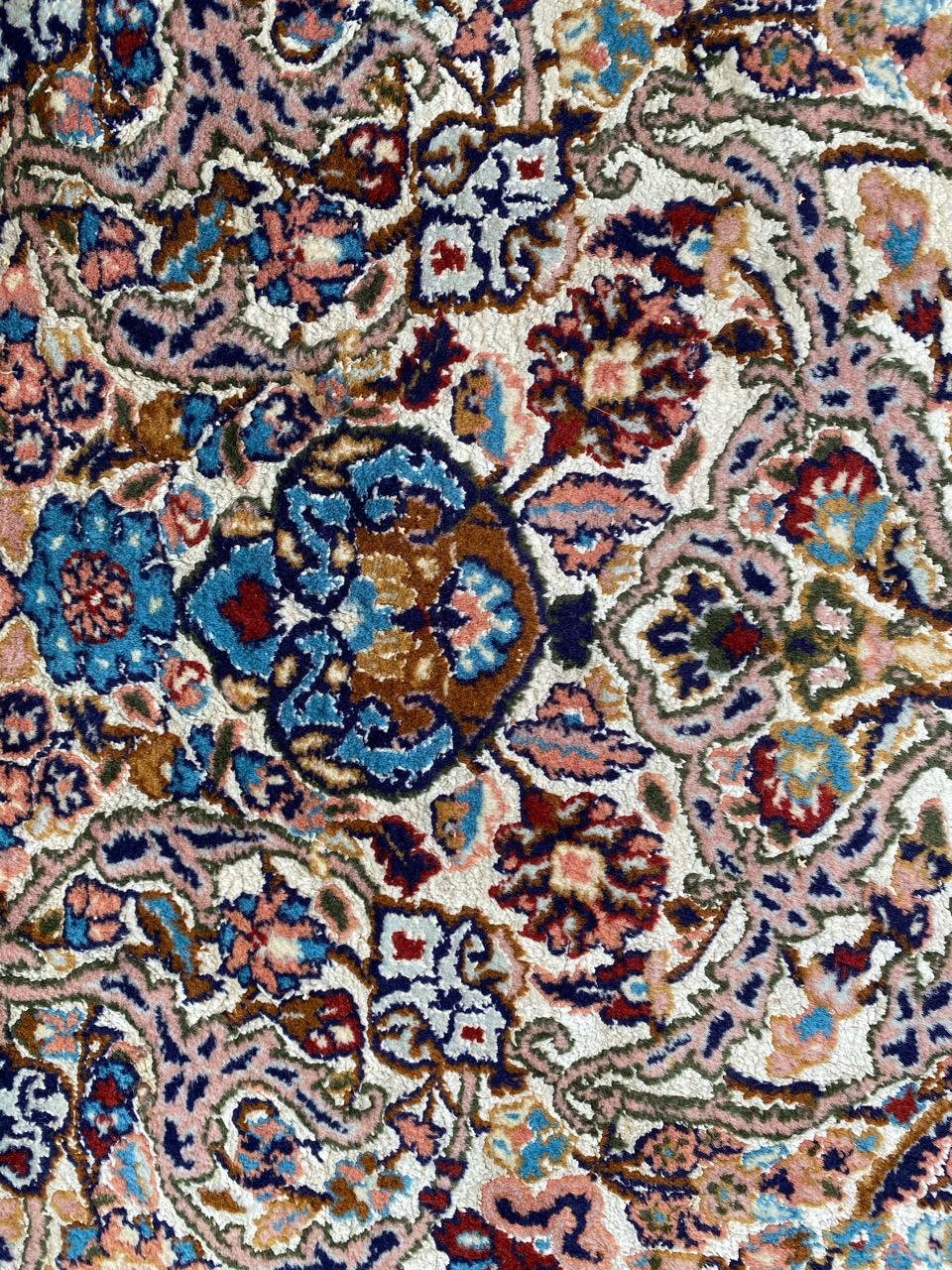 20th Century Bobyrug’s Nice Vintage Indian Punjab Silk Rug For Sale