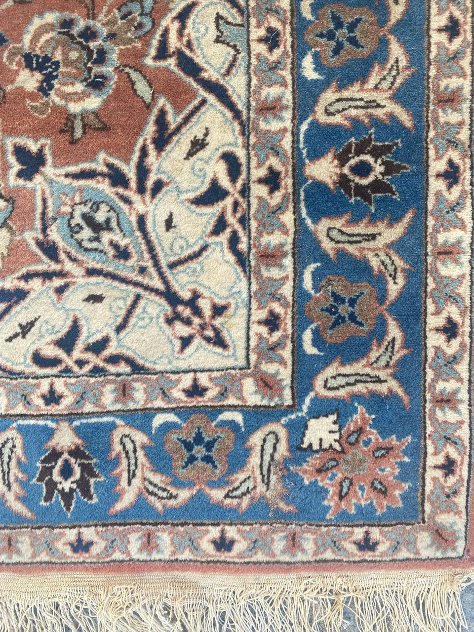 Hand-Knotted Bobyrug’s Nice Vintage Isfahan Najafabad Rug For Sale