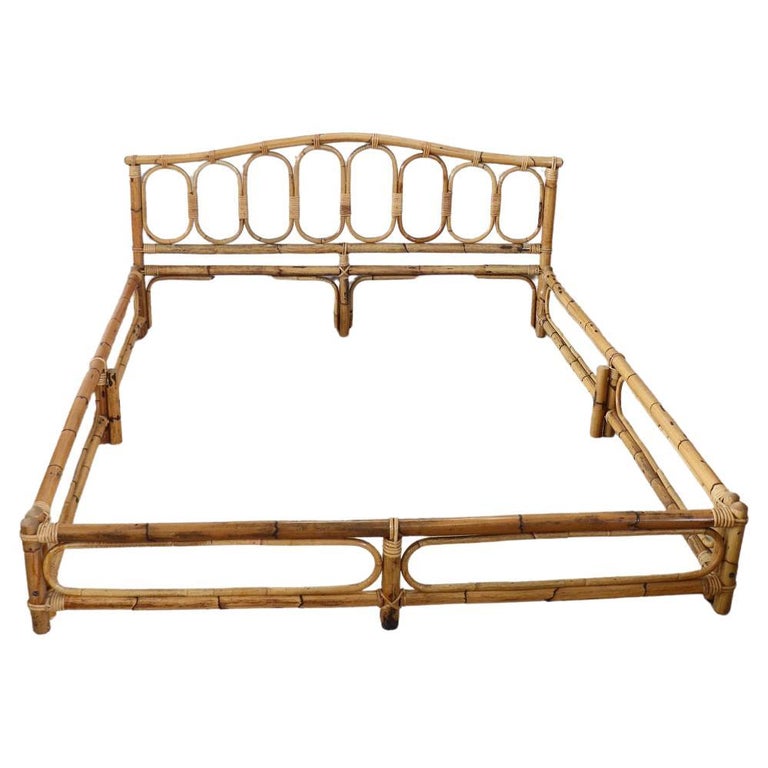 Nice Vintage Italian Bamboo Double Bed at 1stDibs