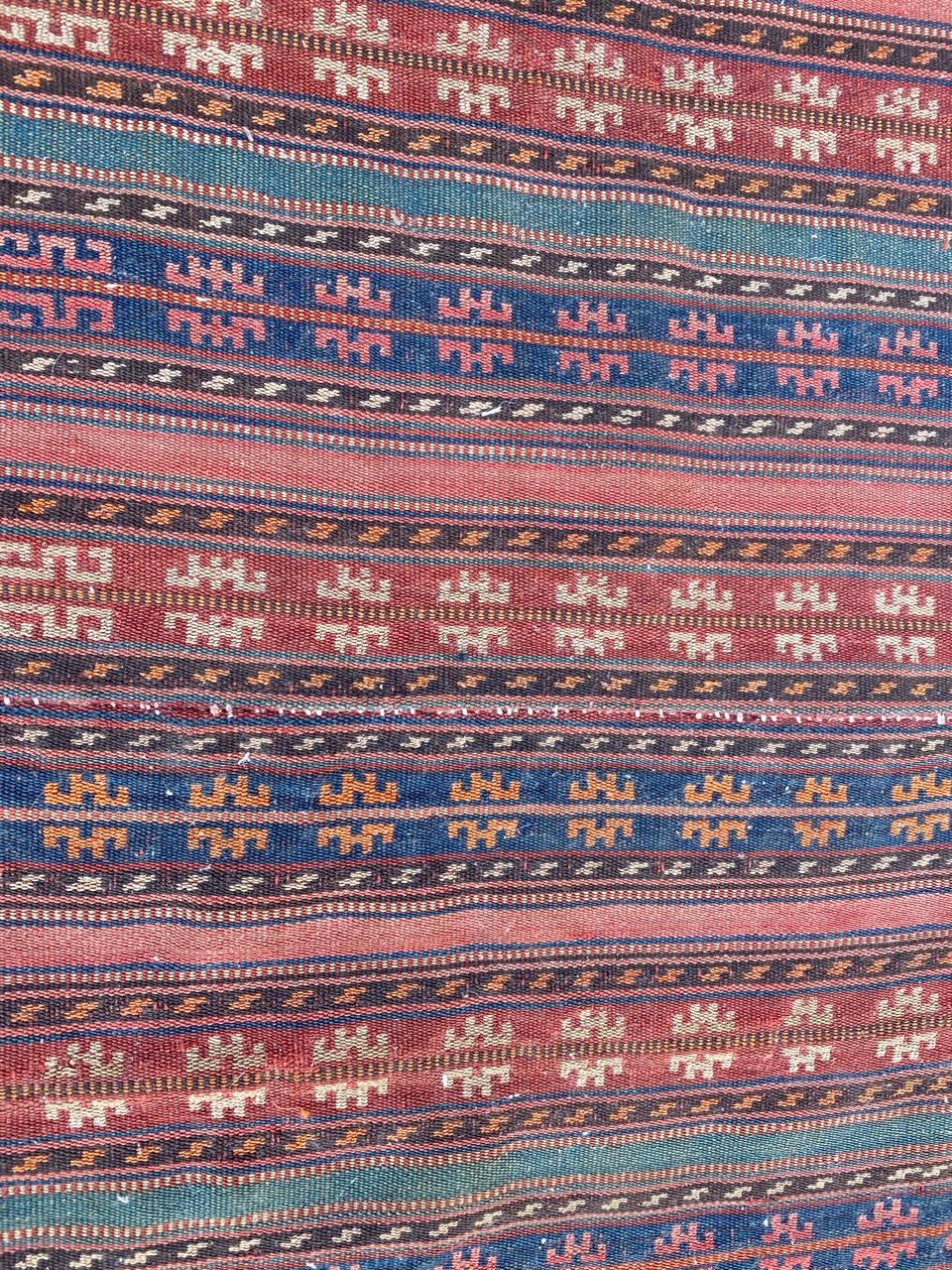 Hand-Woven Bobyrug’s Nice Vintage Jajim Kilim For Sale