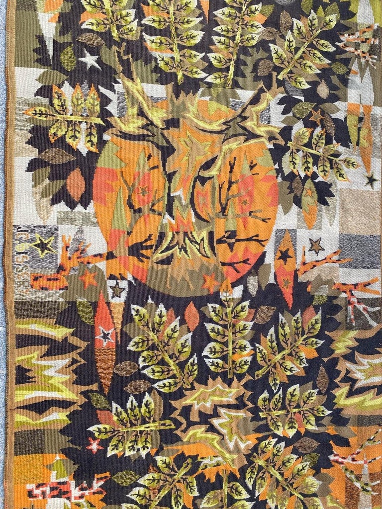 Nice Vintage Jaquar Tapestry with a Modern Jean Claude Bissery Design For Sale 9