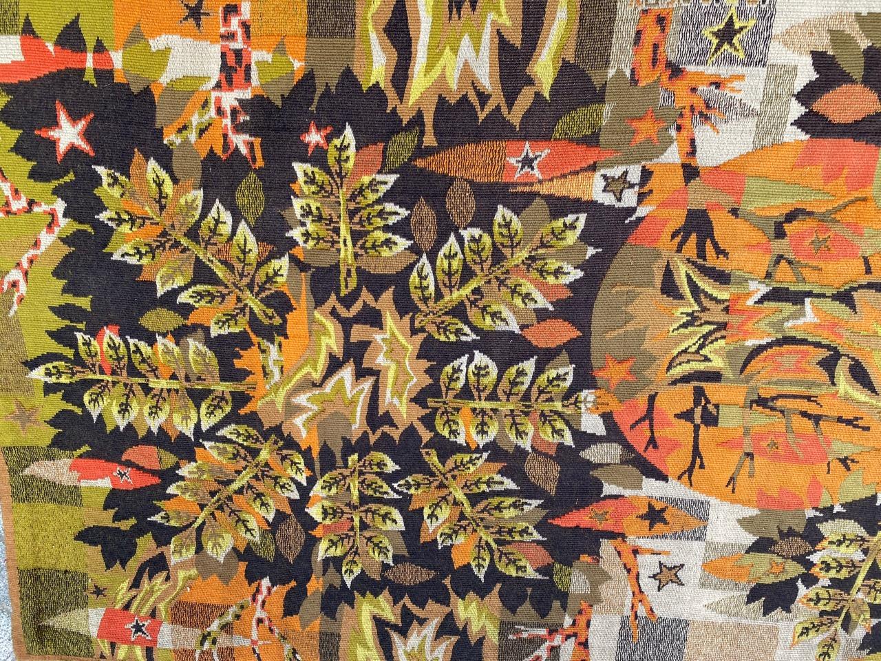Bobyrug's Nice Vintage Jaquar Tapestry mit einem Modern Jean Claude Bissery Design im Angebot 1