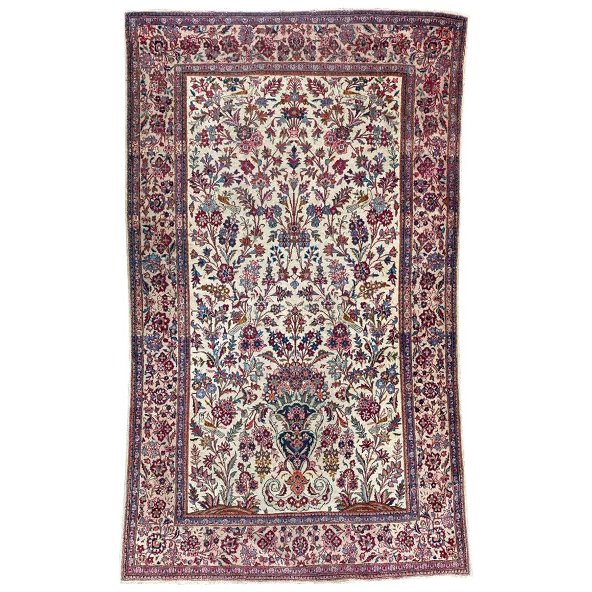 Bobyrug's Nice Vintage Kashan Vase Design Rug