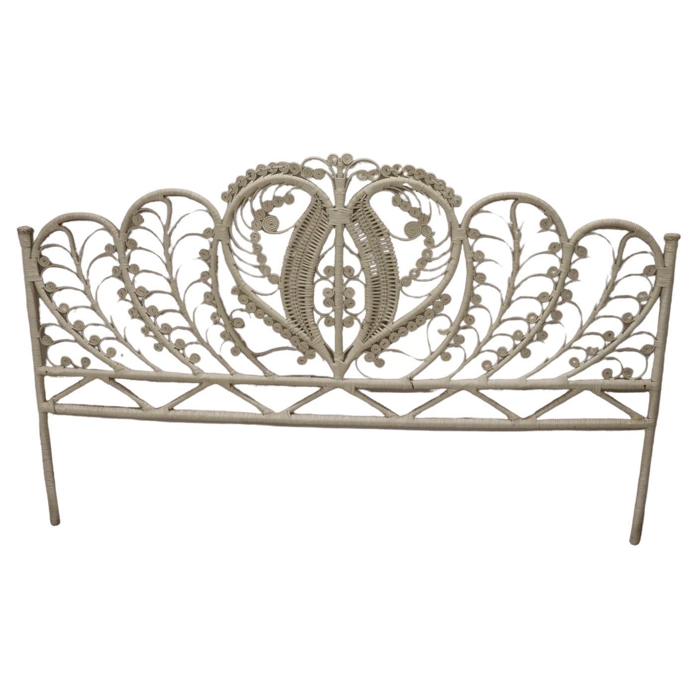 Nice Vintage Lacquered Bamboo and Rattan Headboard