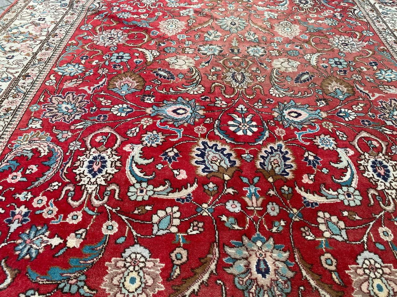 Nice Vintage Large Tabriz Rug For Sale 5