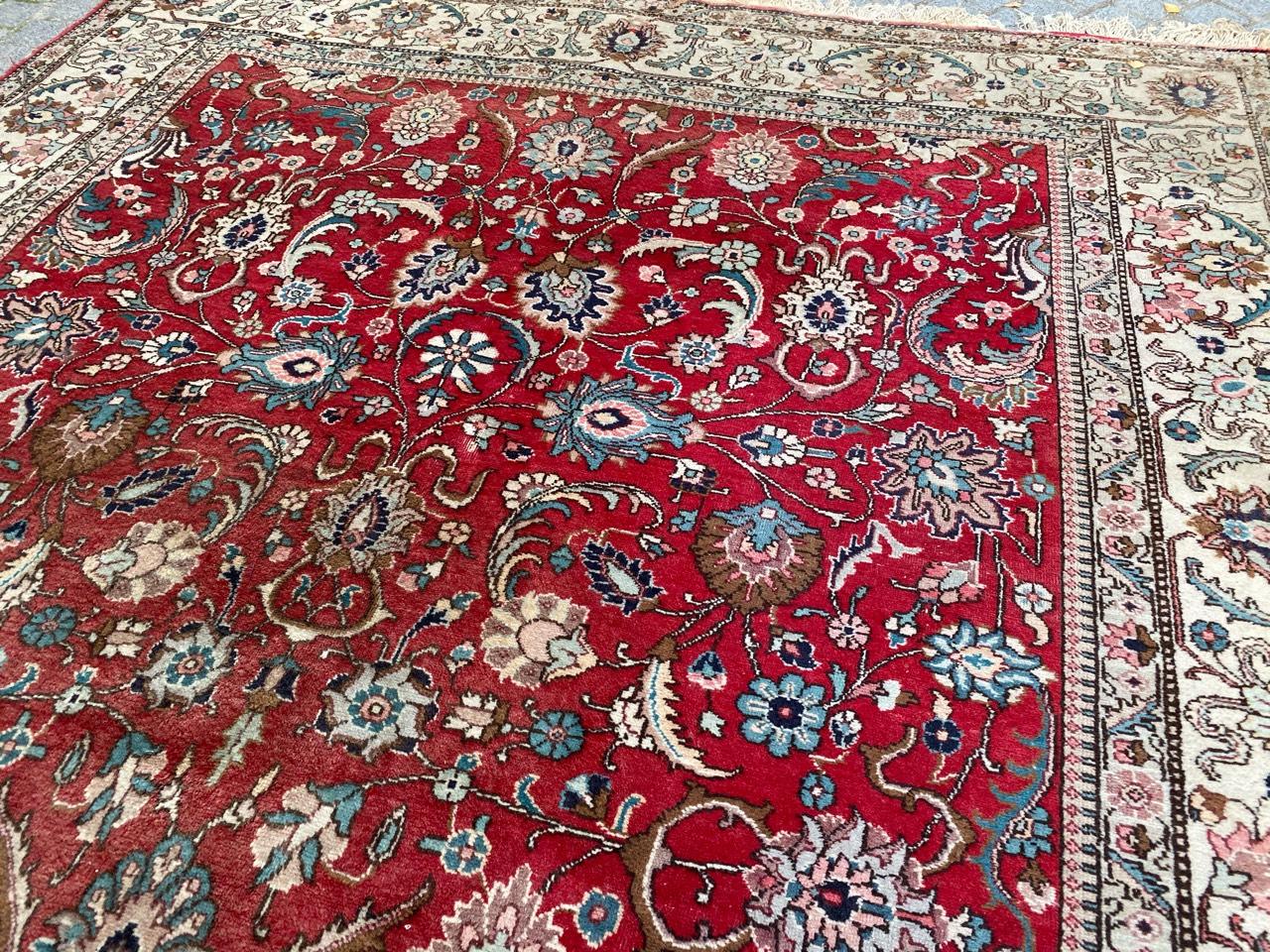 Schöner großer Vintage-Tabriz-Teppich im Zustand „Gut“ im Angebot in Saint Ouen, FR