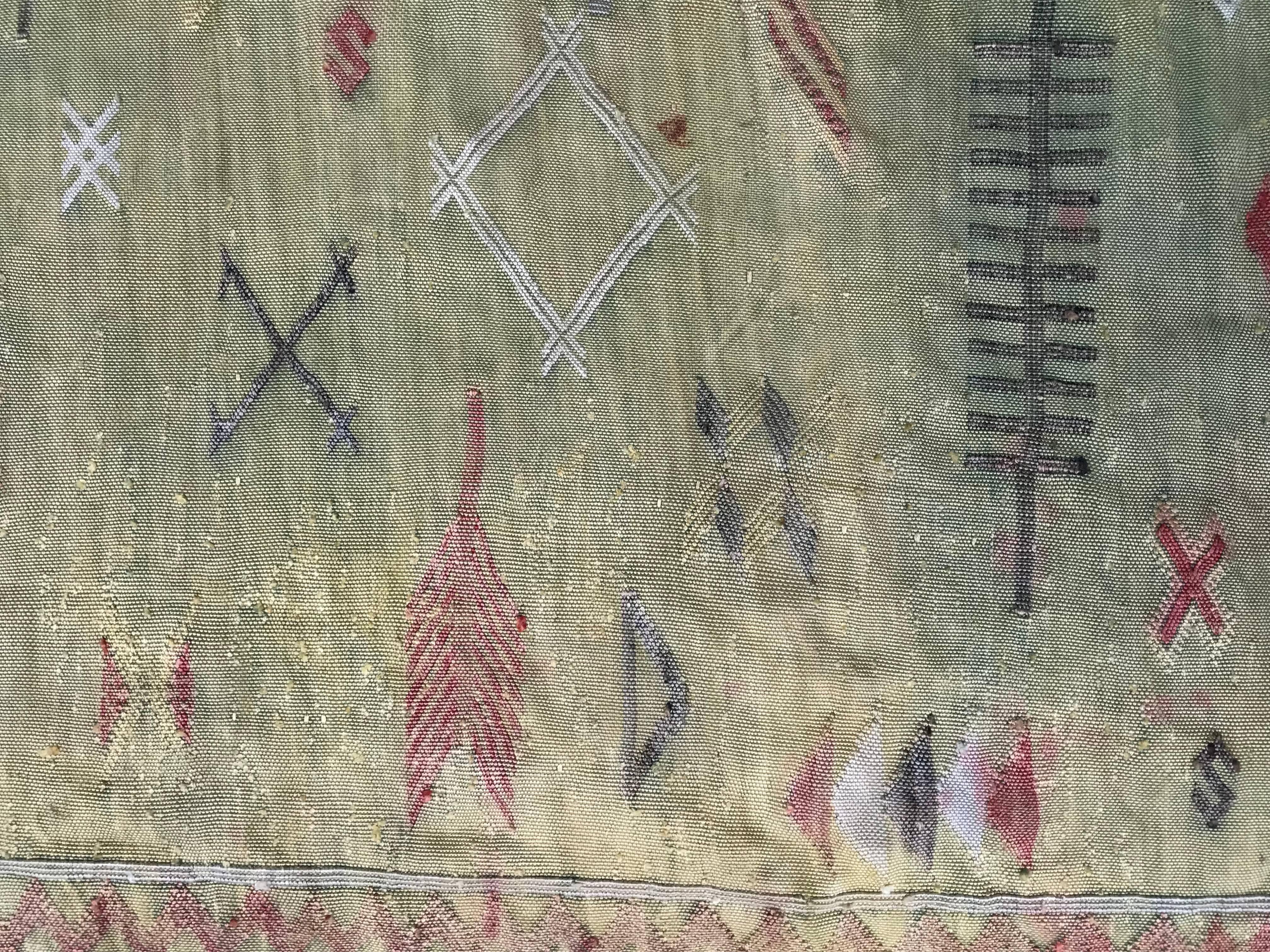 Tribal Bobyrug’s Nice Vintage Native Moroccan Flat Silk Rug For Sale
