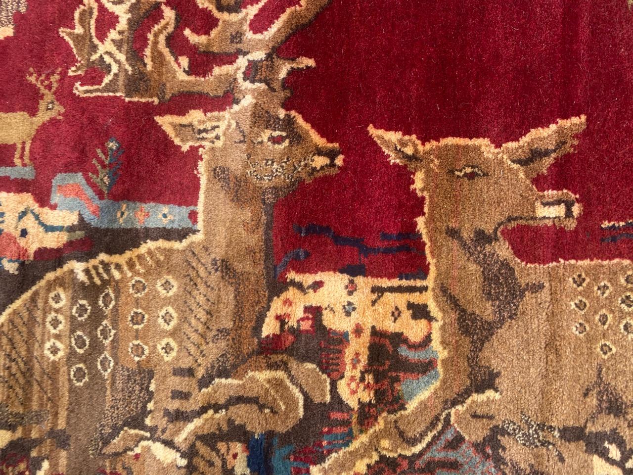 Wool Nice Vintage Pictural Shiraz Rug For Sale