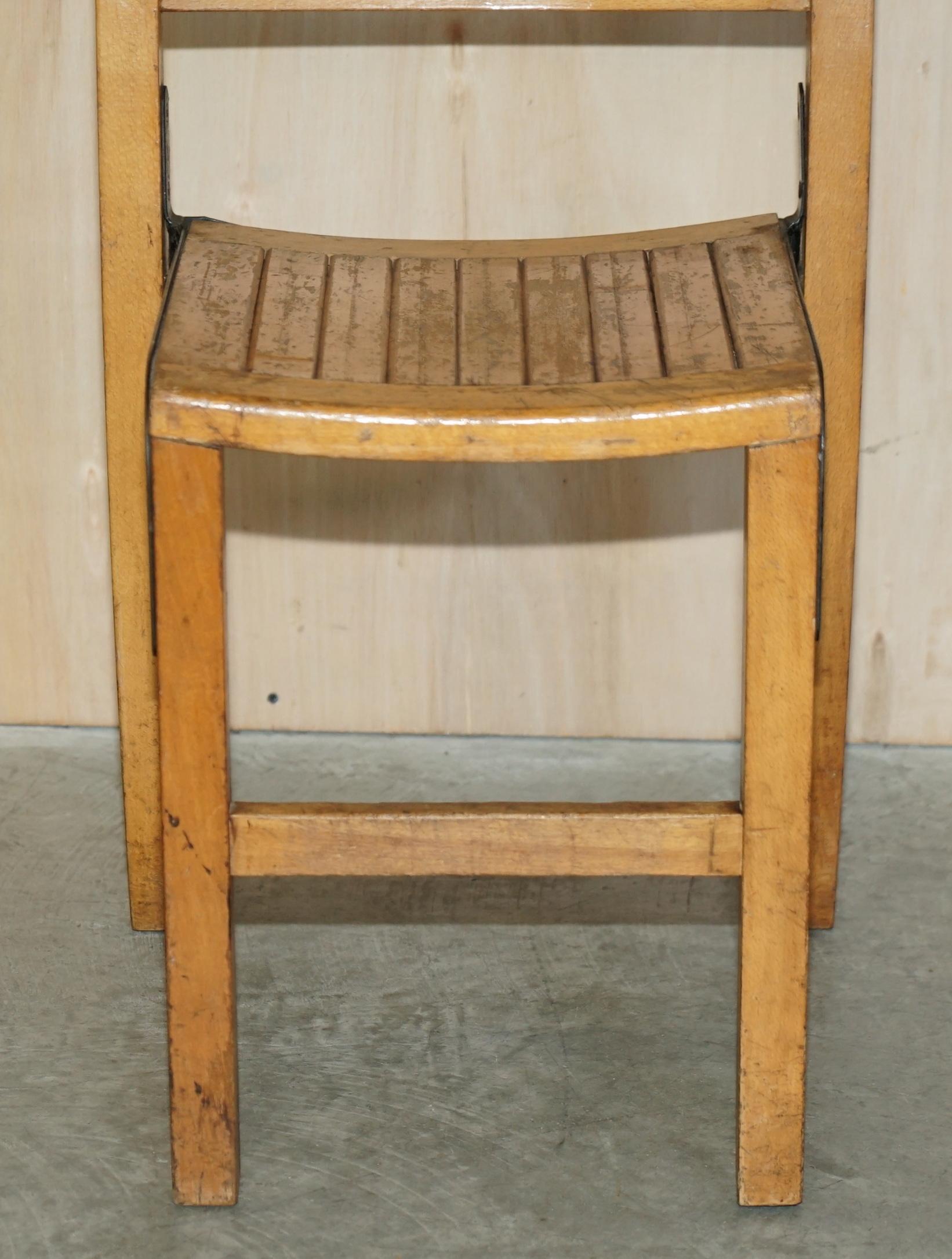 Nice Vintage Set of circa 1930's English Oak Stacking Chairs with Period Finish For Sale 7