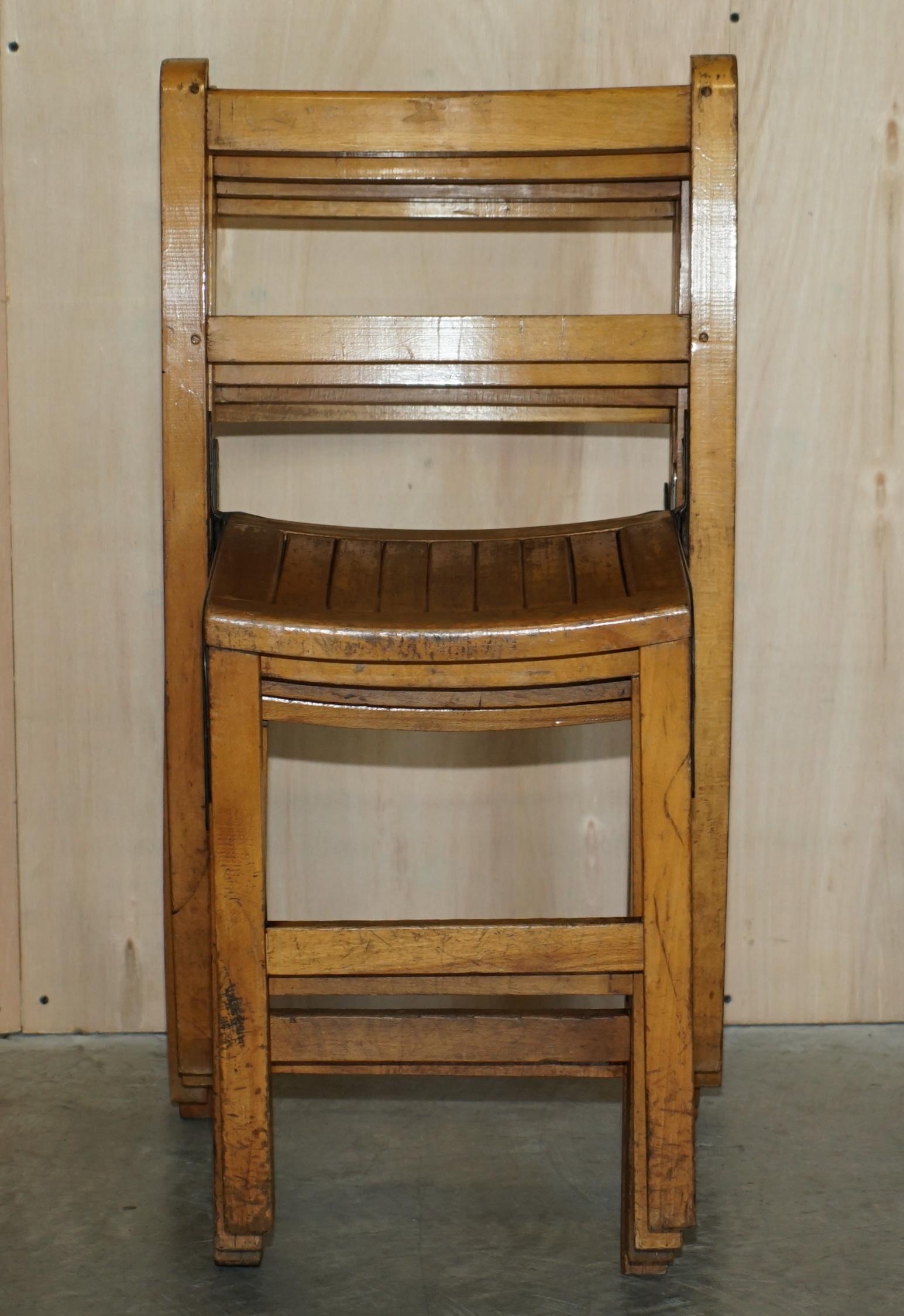 We are delighted to offer for sale this lovely suite of four original circa 1930’s English oak stacking chairs.

A good looking and rustic suite of stacking chairs, they are in original period condition and really set the moon nicely.

Perfectly