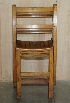 Nice Vintage Set of circa 1930's English Oak Stacking Chairs with Period Finish