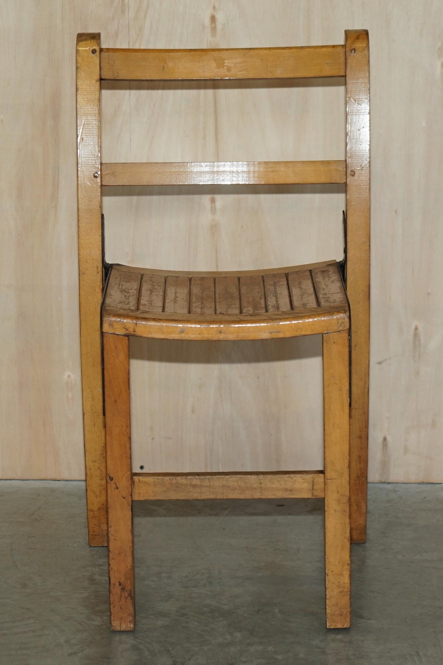 Nice Vintage Set of circa 1930's English Oak Stacking Chairs with Period Finish For Sale 3