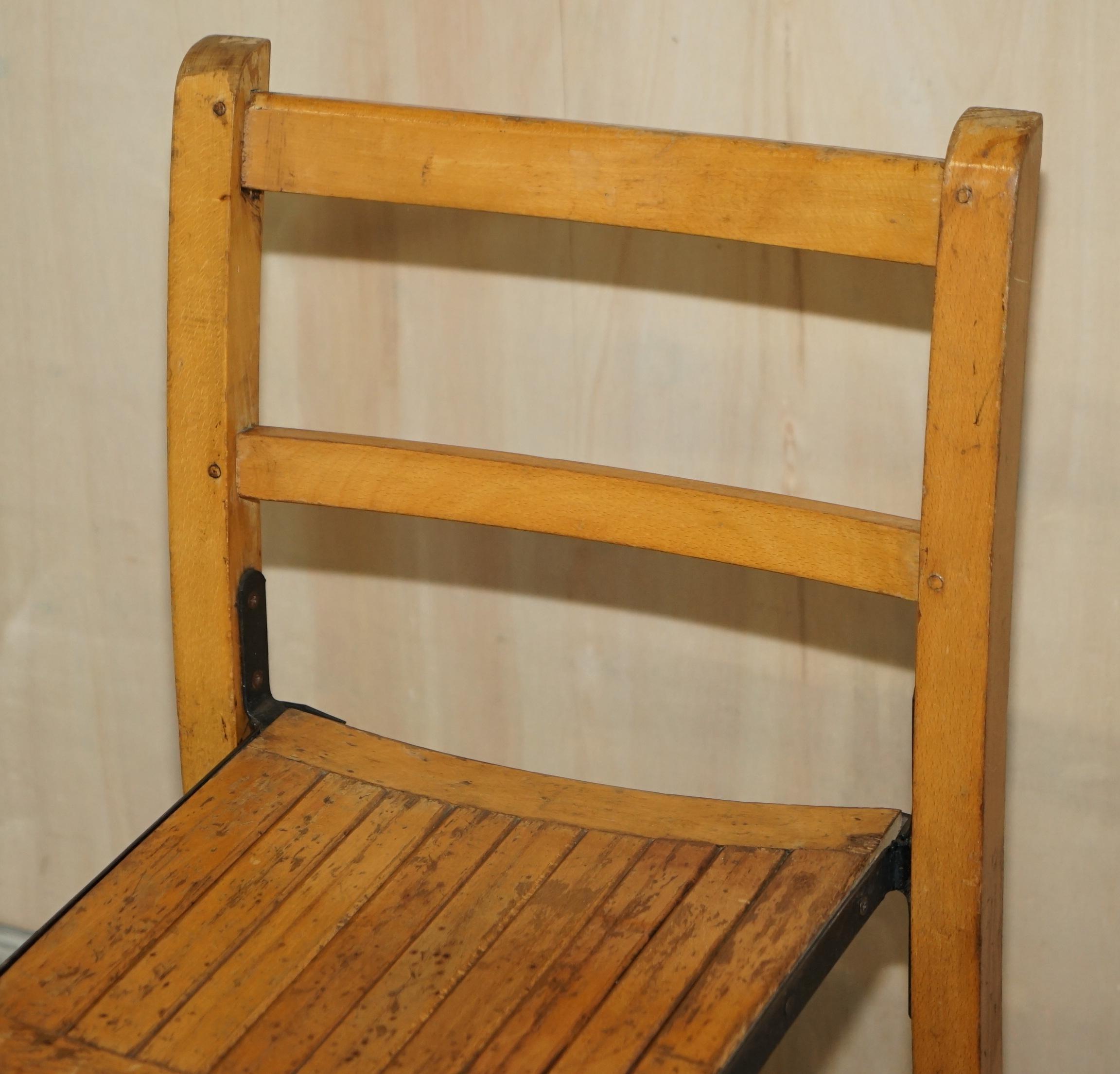 Nice Vintage Set of circa 1930's English Oak Stacking Chairs with Period Finish For Sale 4