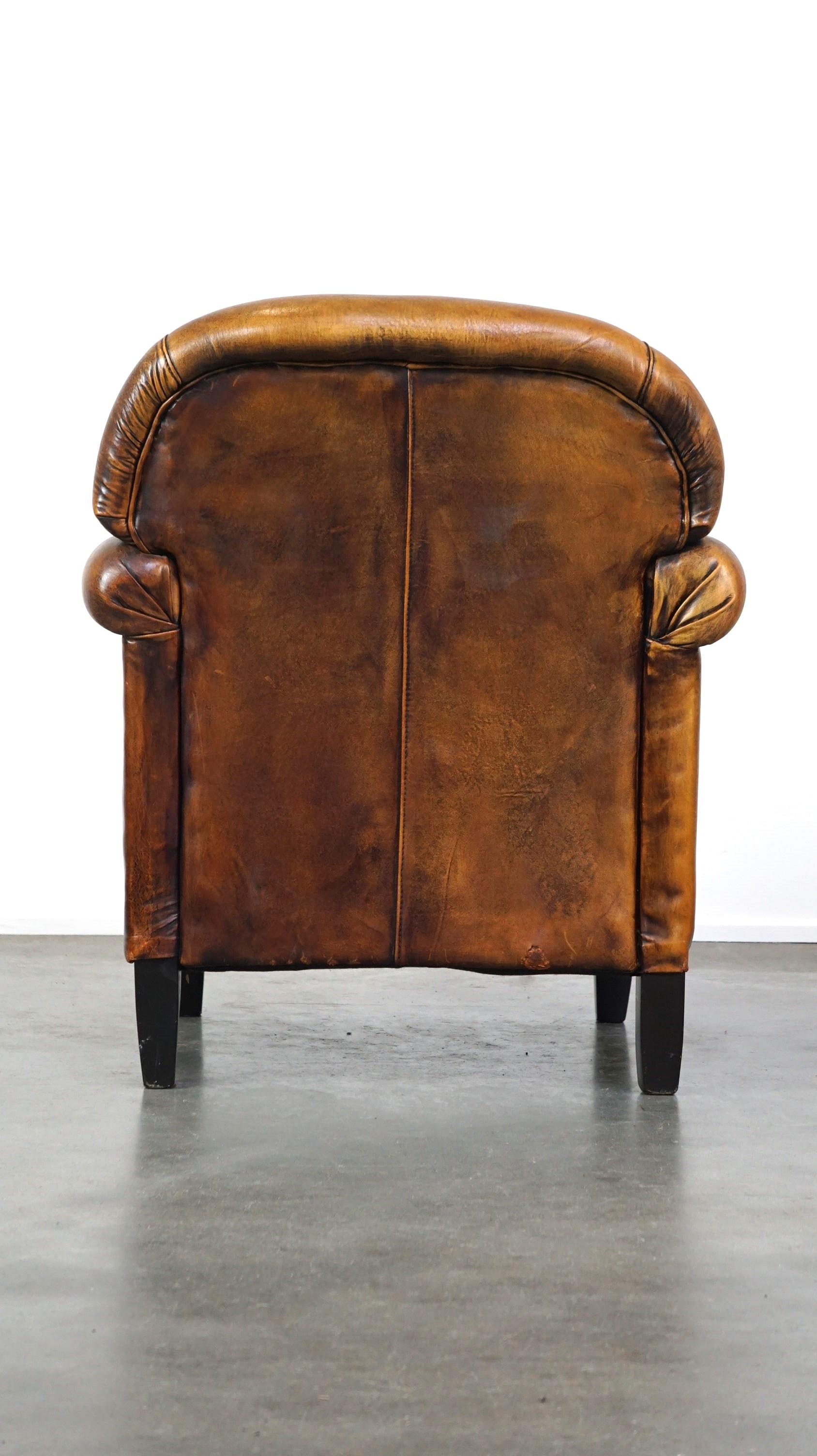 Contemporary Nice vintage sheepskin armchair with beautiful colors and a comfortable seat For Sale